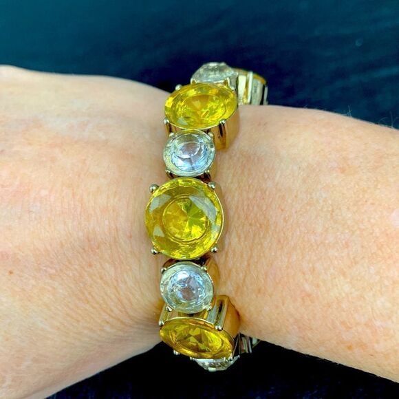 Lee Angel Designer Bracelet – Yellow Crystals, Gold Plated + Gift Pouch - Picture 10 of 11